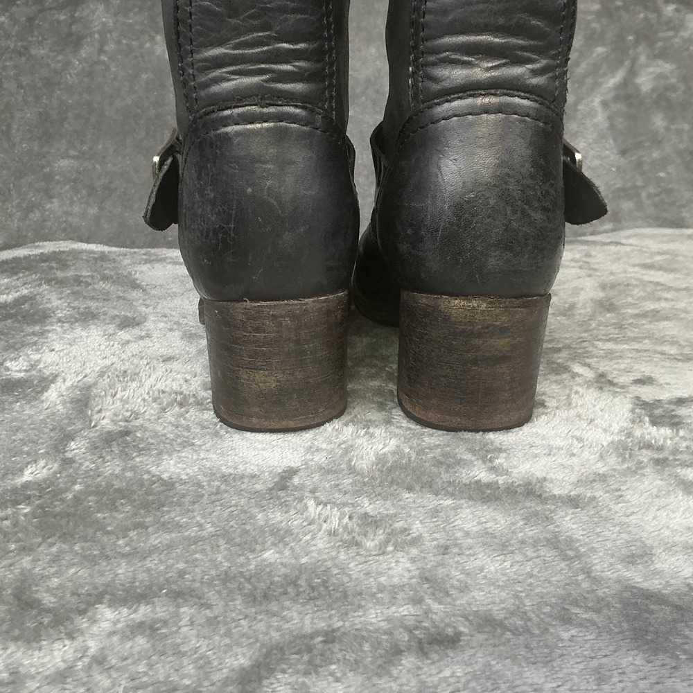 Frye Veronica Slouch Women's 7.5 Black Leather Buckle Biker Boots 3475530 - Picture 3 of 15